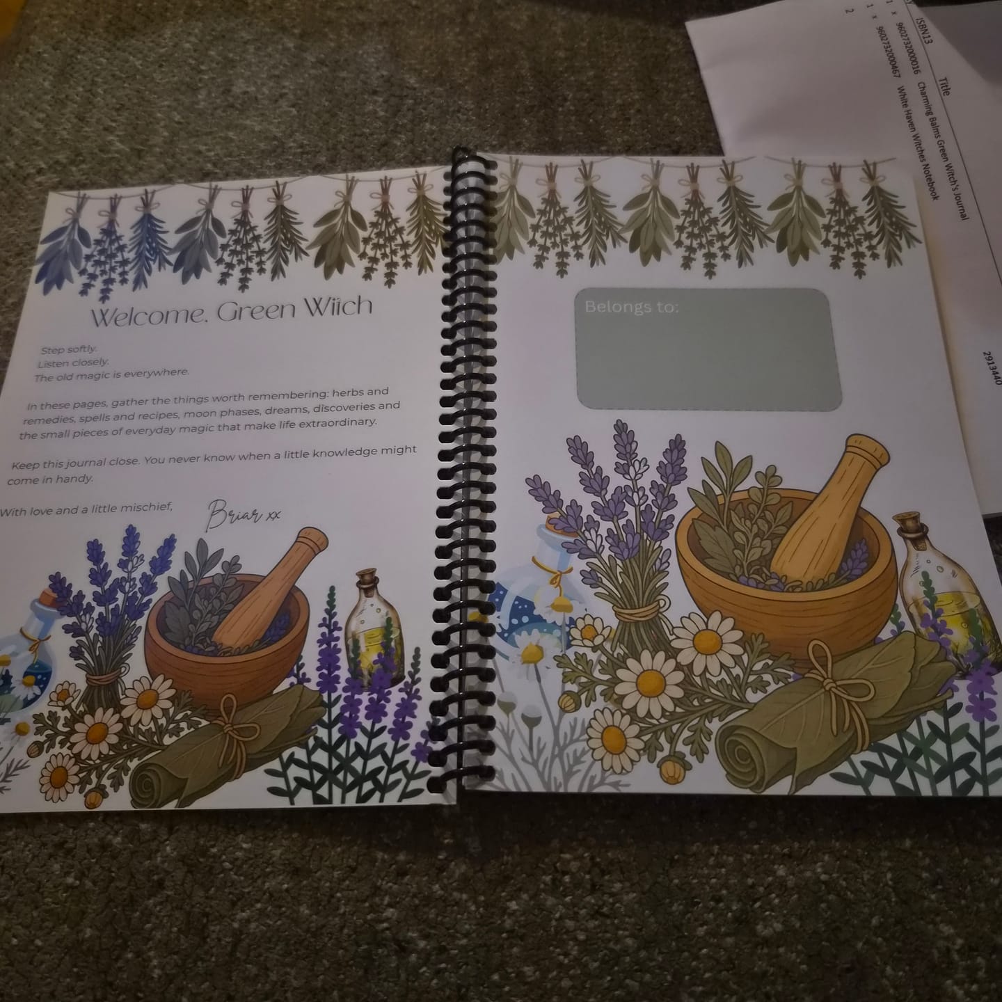 Customer photo review of Charming Balms Green Witch's Journal