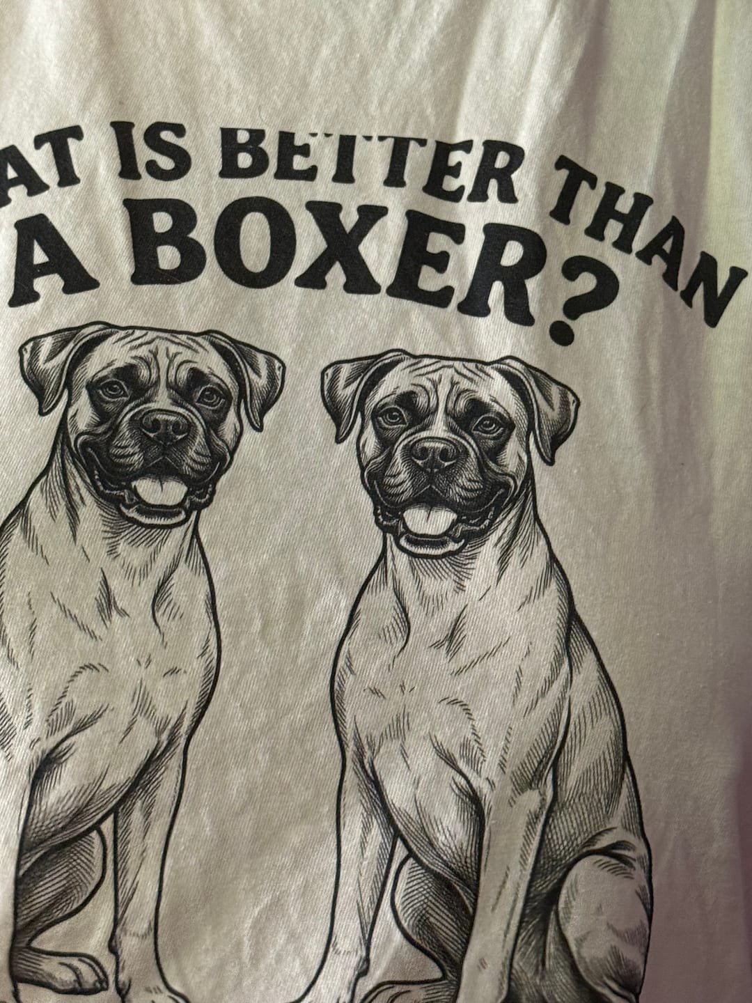 Customer photo review of God Creates Brindle Boxer Premium Tee