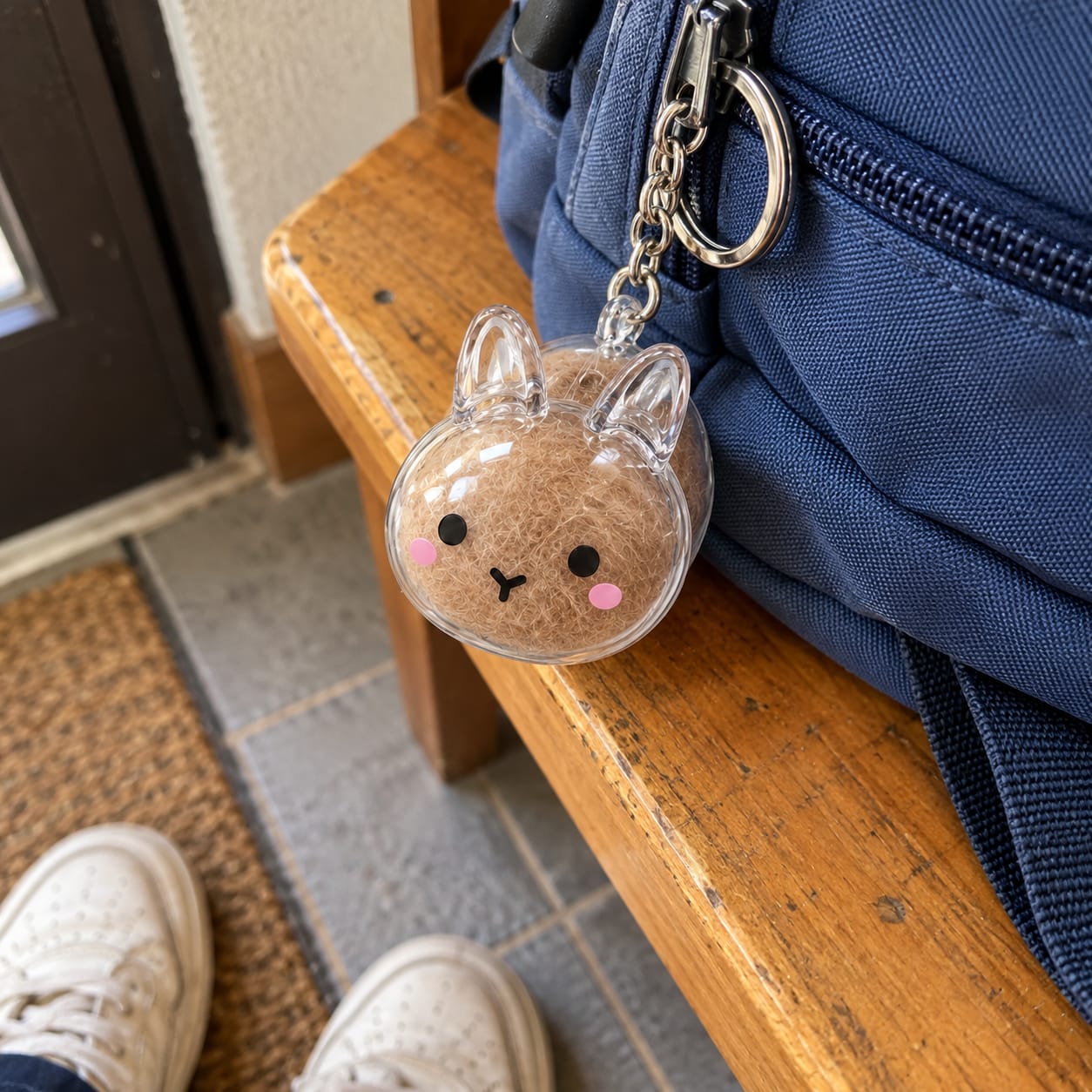Customer photo review of Keepsake Keychain That Holds Your Bunny's Fur