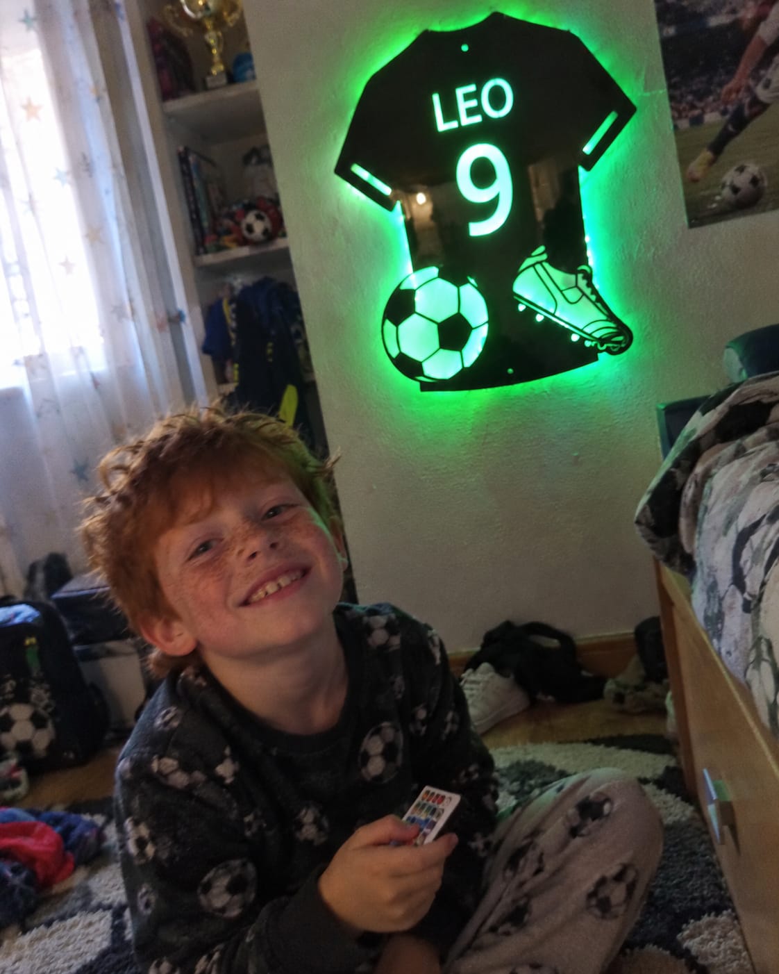 Customer photo review of Personalized Soccer Jersey Mirror with LED Lights