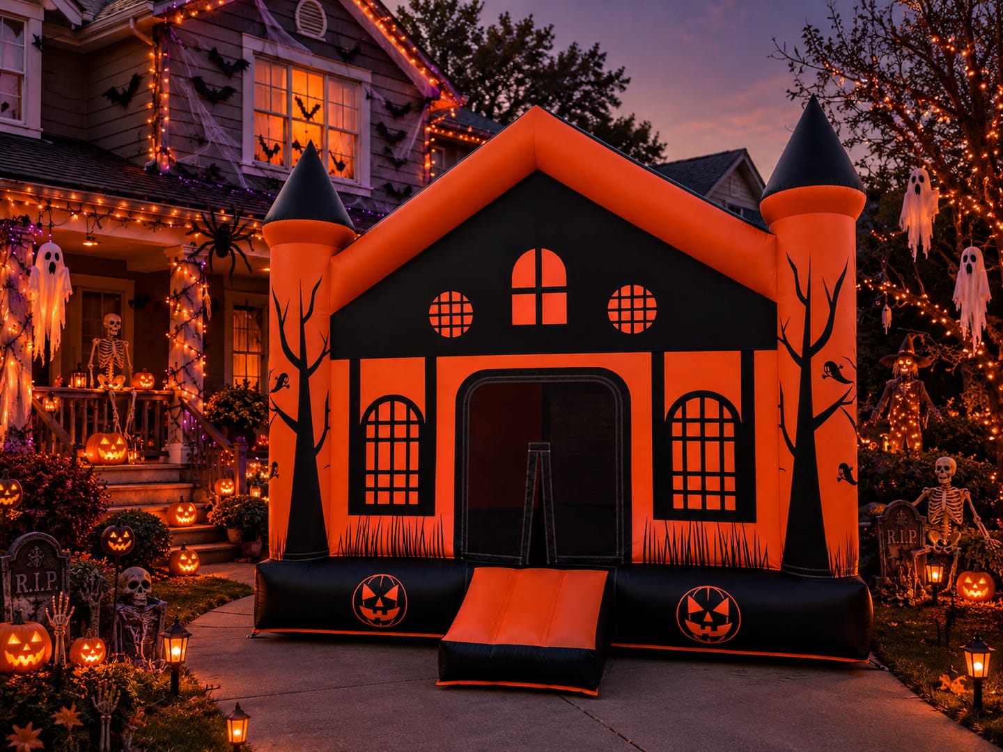 Customer photo review of Crazy Outdoor Halloween Outsunny Kids Bouncy Castle Interactive Inflatable Fun House Jump And Play Party
