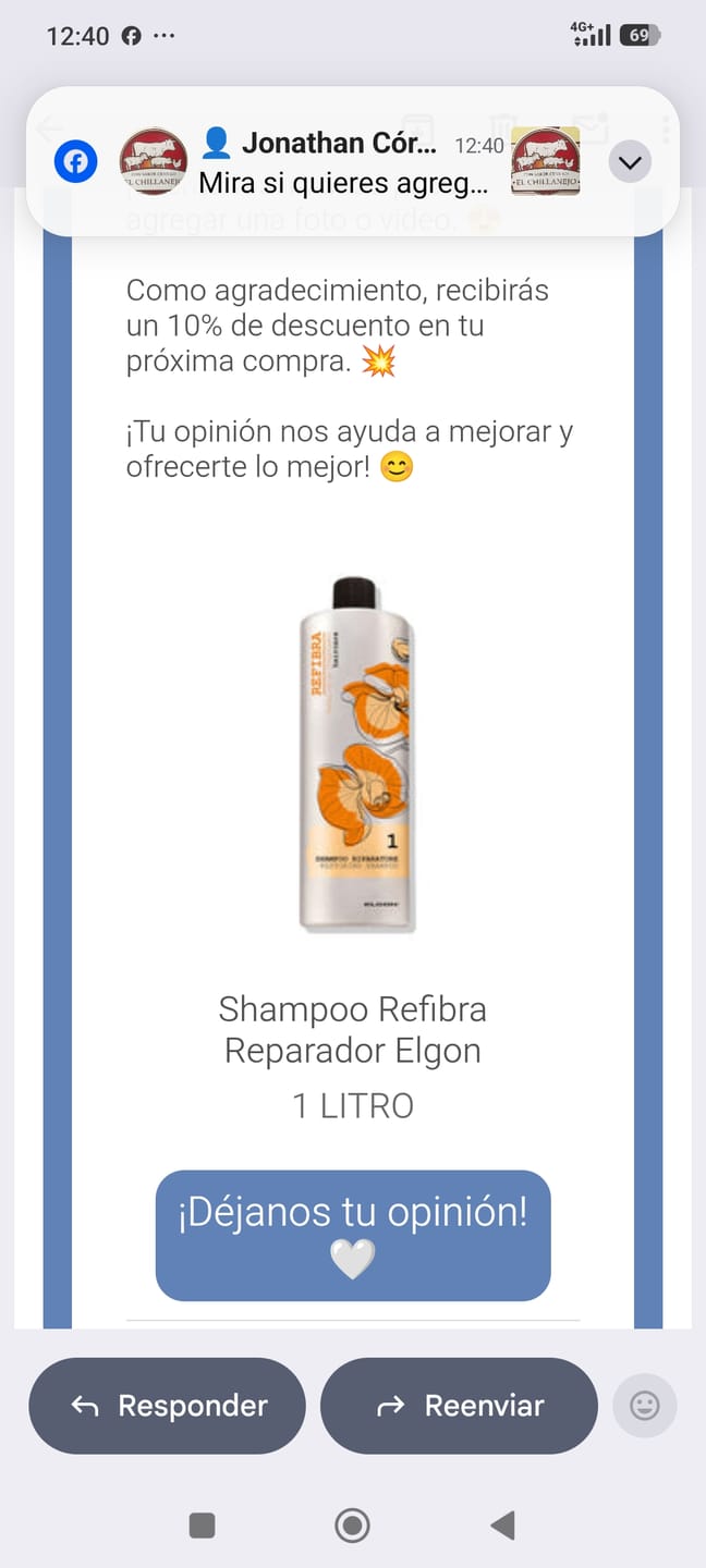 Customer photo review of Shampoo Refibra Reparador Elgon