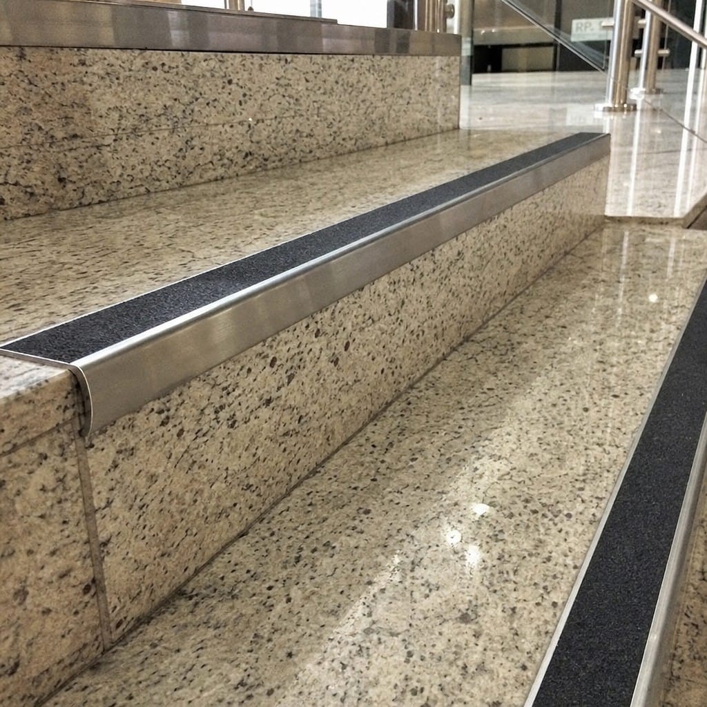 Customer photo review of Aluminium Stair Nosing 55mm Bullnose PVC Insert Indoor