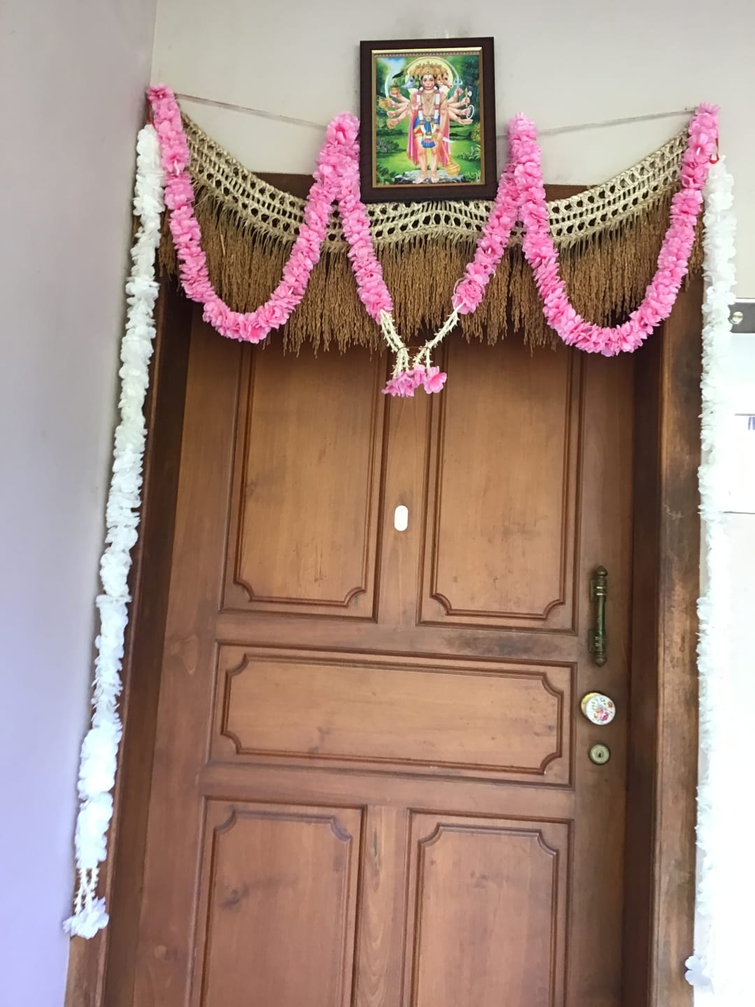 Customer photo review of Premium Pink Floral Garlands/ Latkans Set of 2| 4.5 ft length