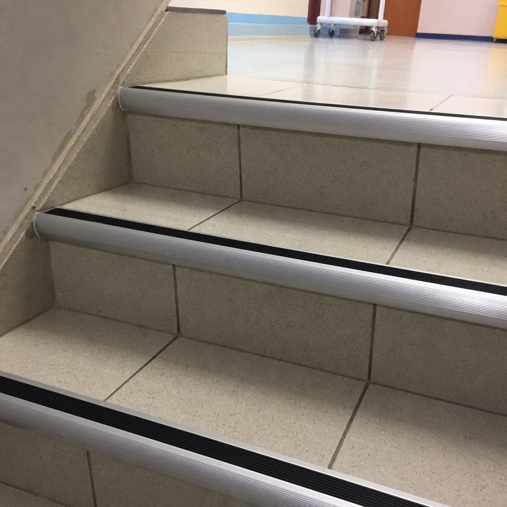 Customer photo review of Aluminium Stair Nosing 54x30mm Rubber Insert Anodised Silver