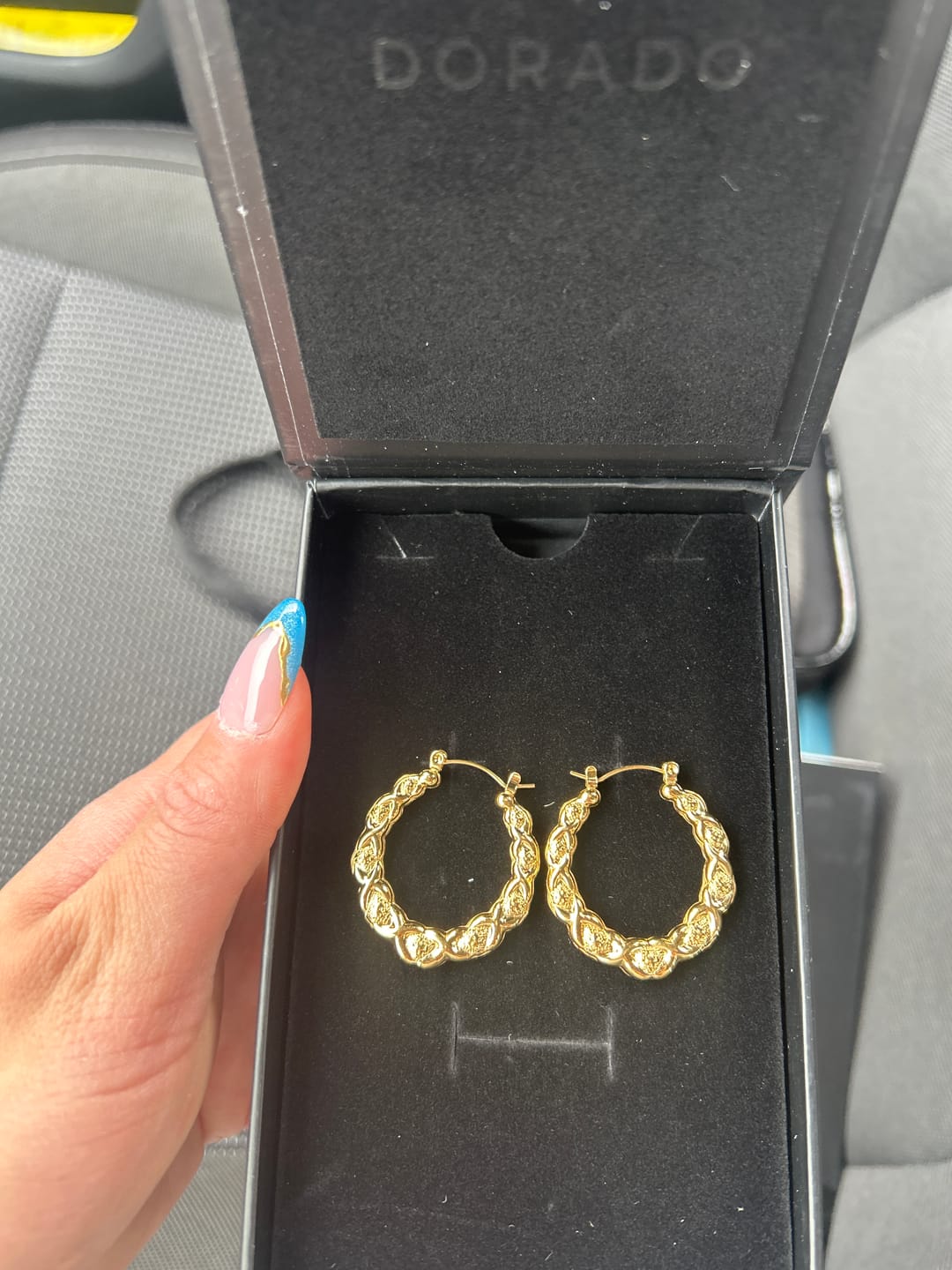 Customer photo review of XOXO Hoop Earrings