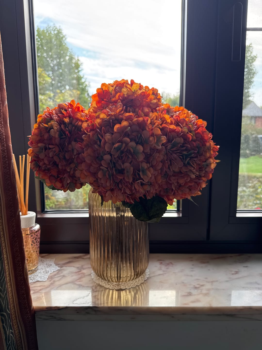Customer photo review of Grote Zijden Hortensia - Oranje