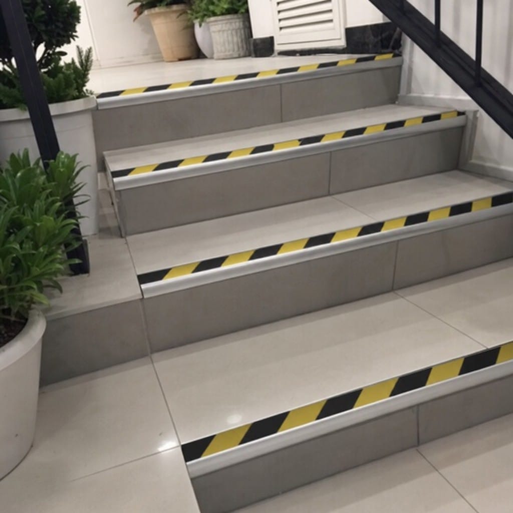 Customer photo review of Bullnose Aluminium Stair Nosing 2.44m Double Channel PVC
