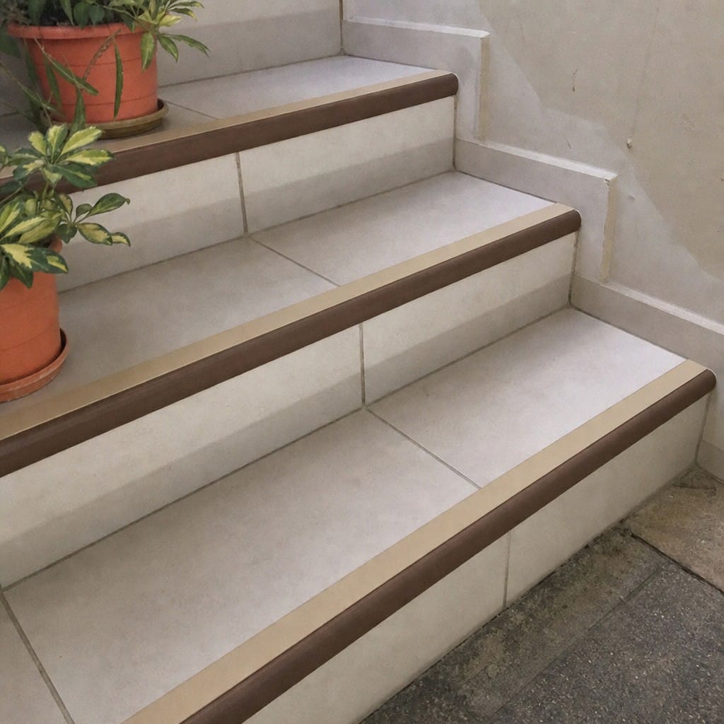 Customer photo review of Bullnose Stair Nosing 70mm Aluminium Single Channel PVC