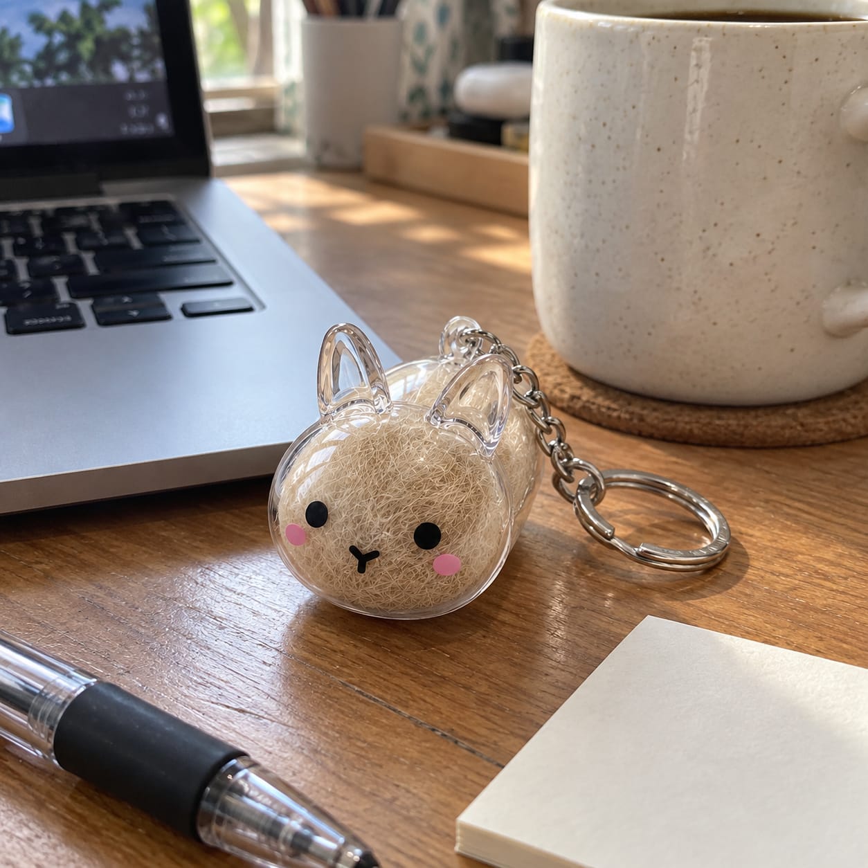 Customer photo review of Keepsake Keychain That Holds Your Bunny's Fur