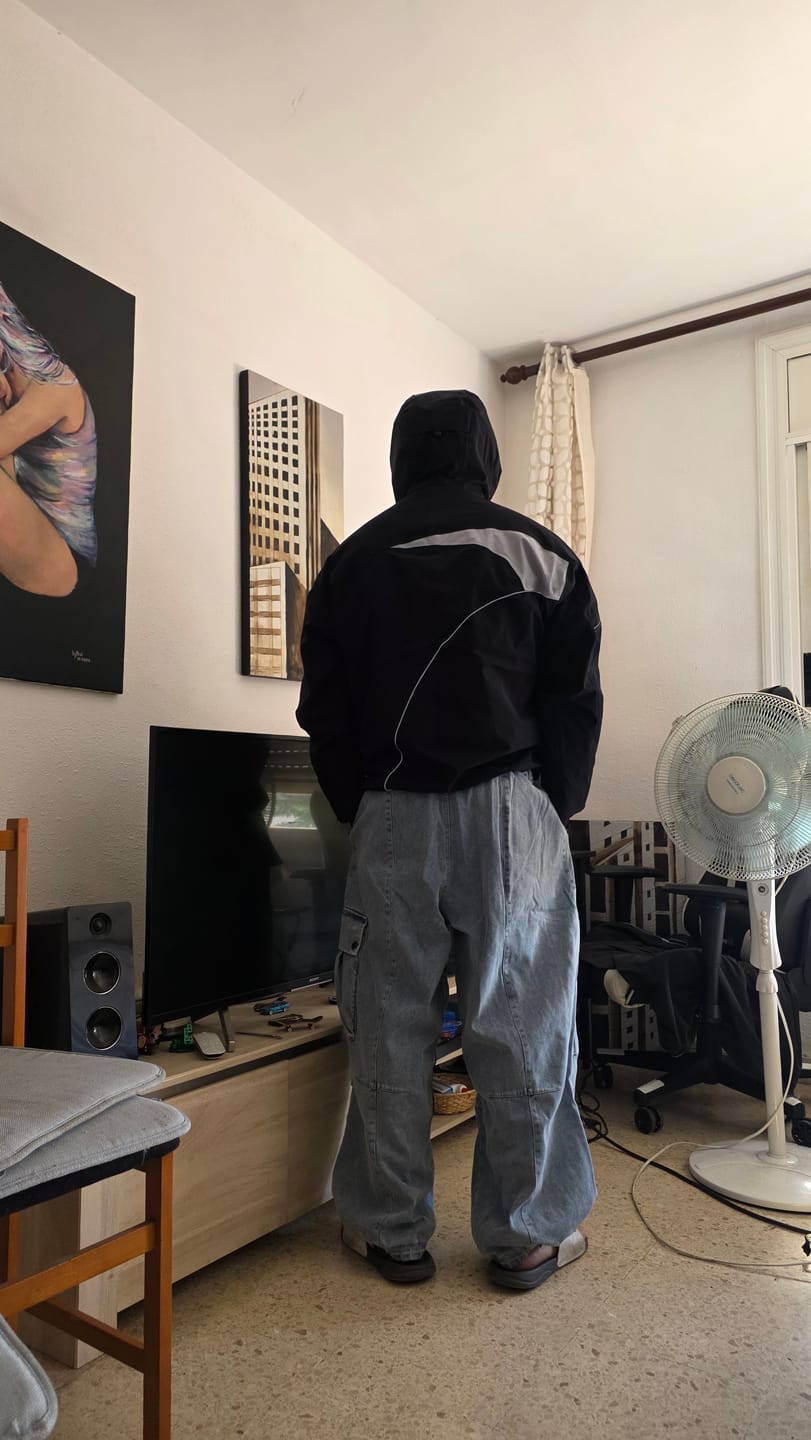 Customer photo review of Men's Denim Baggy Oxford Wear-resistant Snow Pants