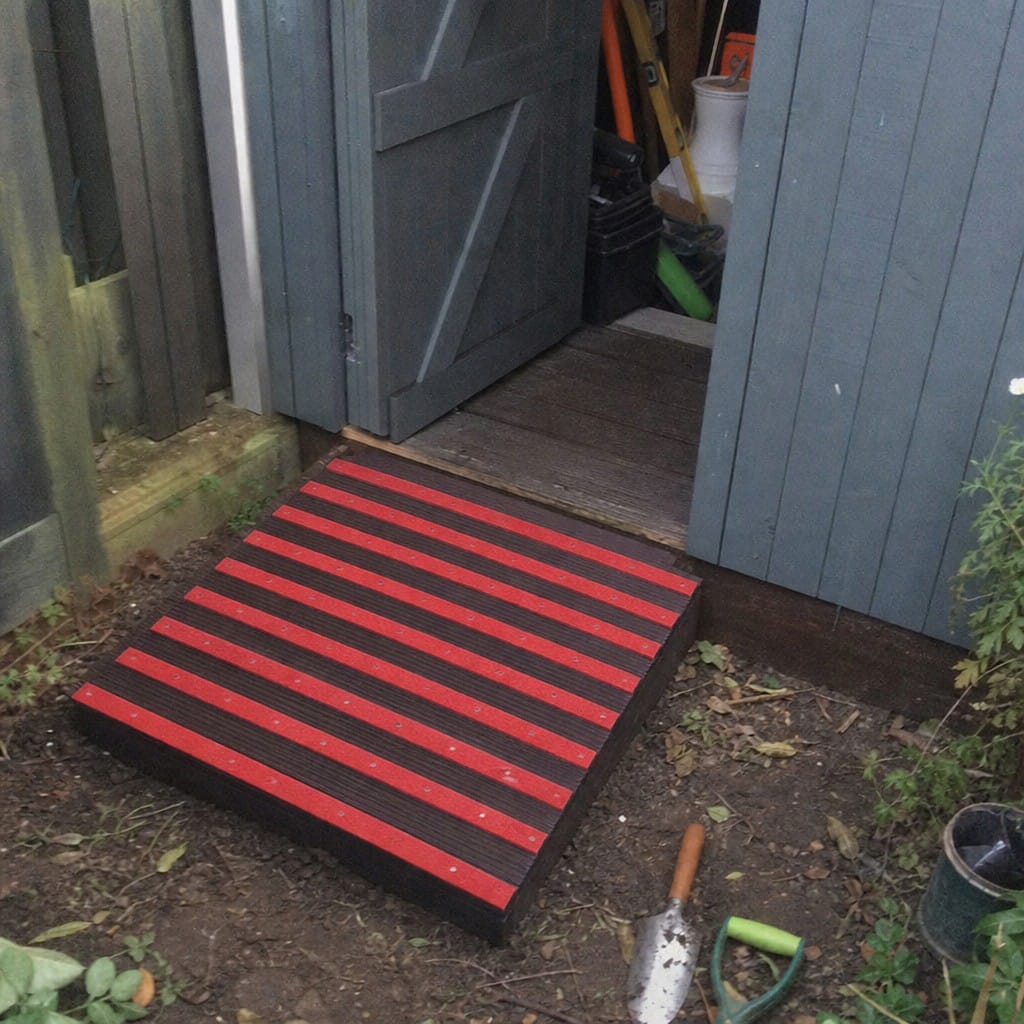 Customer photo review of Grit Non Slip Decking Strips 90mm GRP Fine Surface