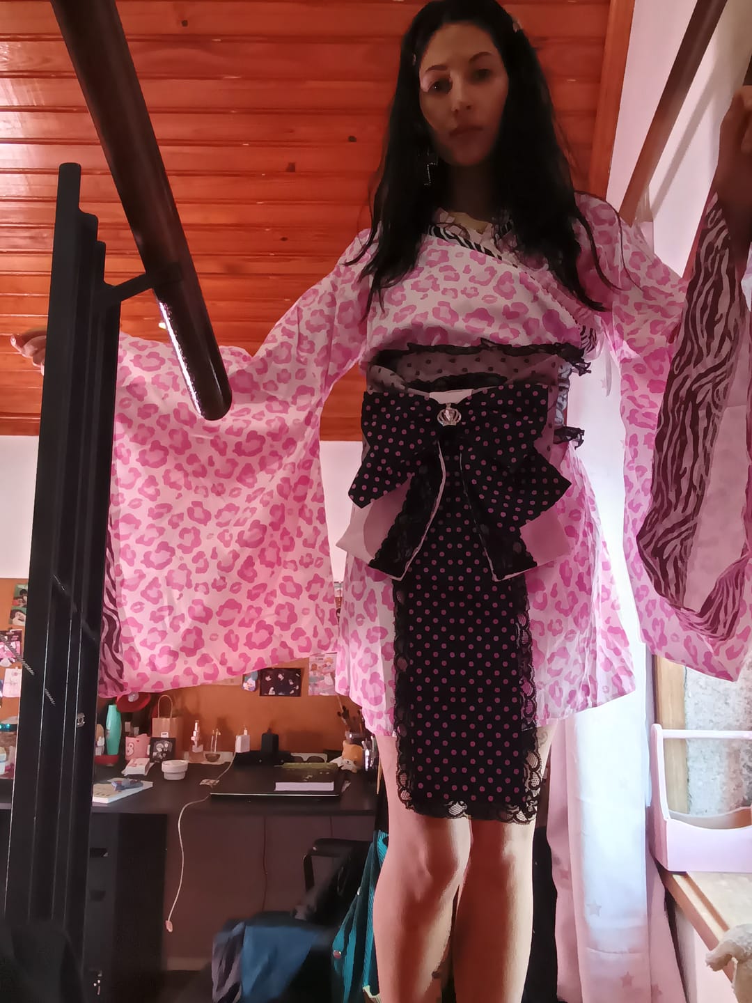 Customer photo review of BunnyBite Pink Leopard Hime Gyaru Kimono Dress Set