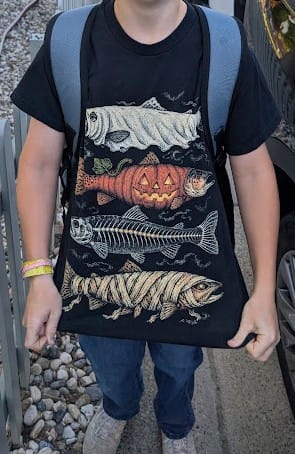 Customer photo review of Vintage Halloween Fishing Shirt, Halloween Trout T-Shirt