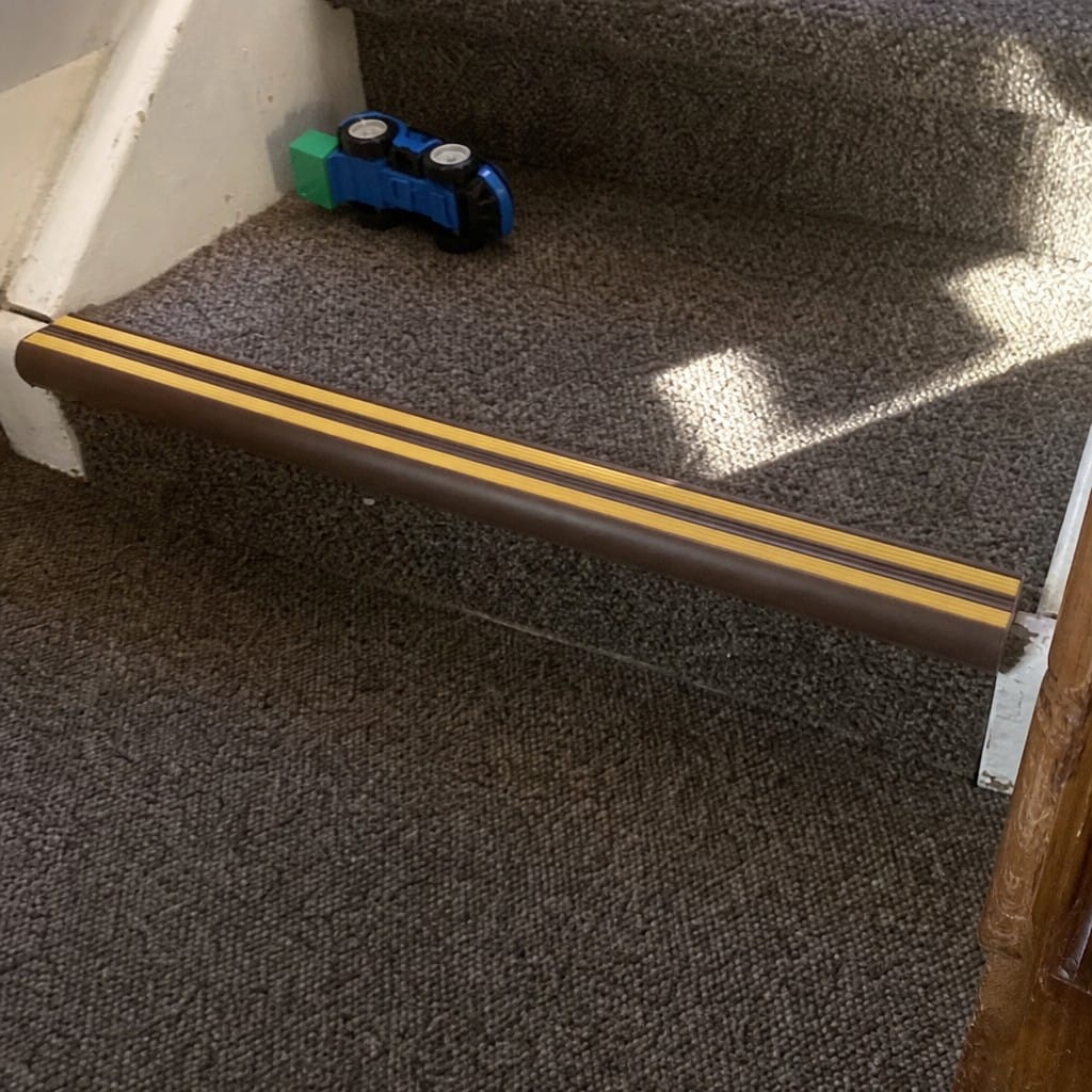 Customer photo review of Double Channel Stair Nosing 84mm Bullnose Aluminium PVC