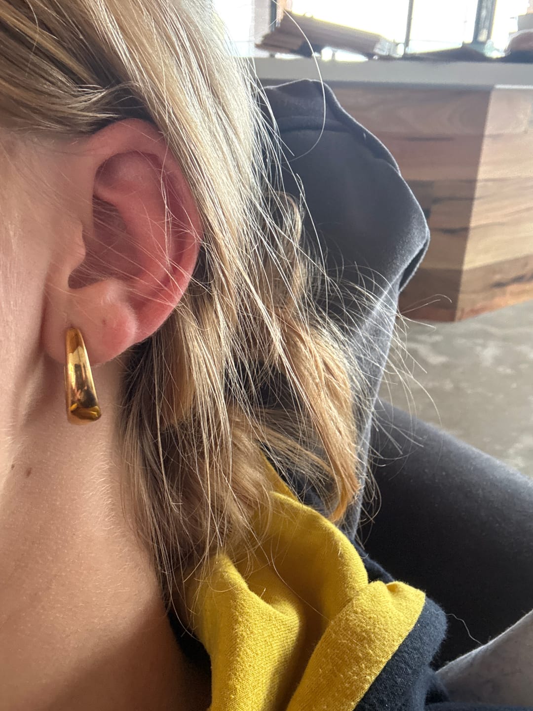 Customer photo review of Valentina Gold Hoop Earrings