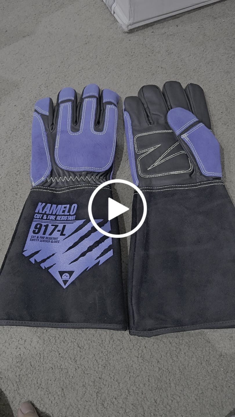Customer video review of KameLo Cut, Fire Resistant Heavy Duty Safety Gloves MIG,TIG Welding, CE Certified | 917-L