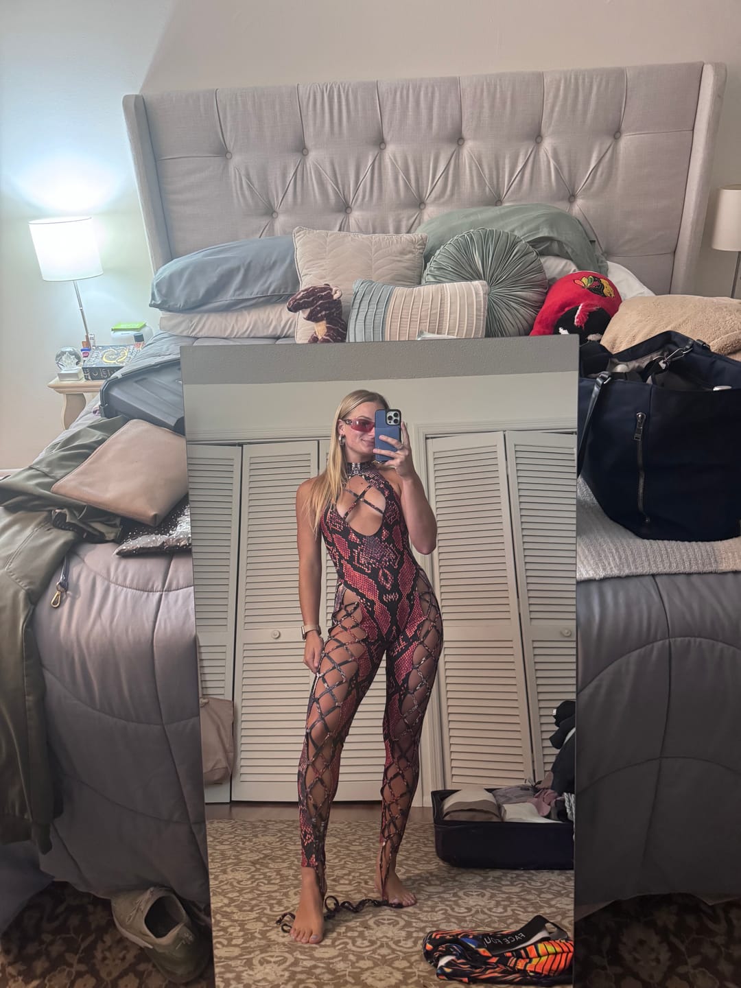Customer photo review of Red MF Criss-Cross Jumpsuit Set
