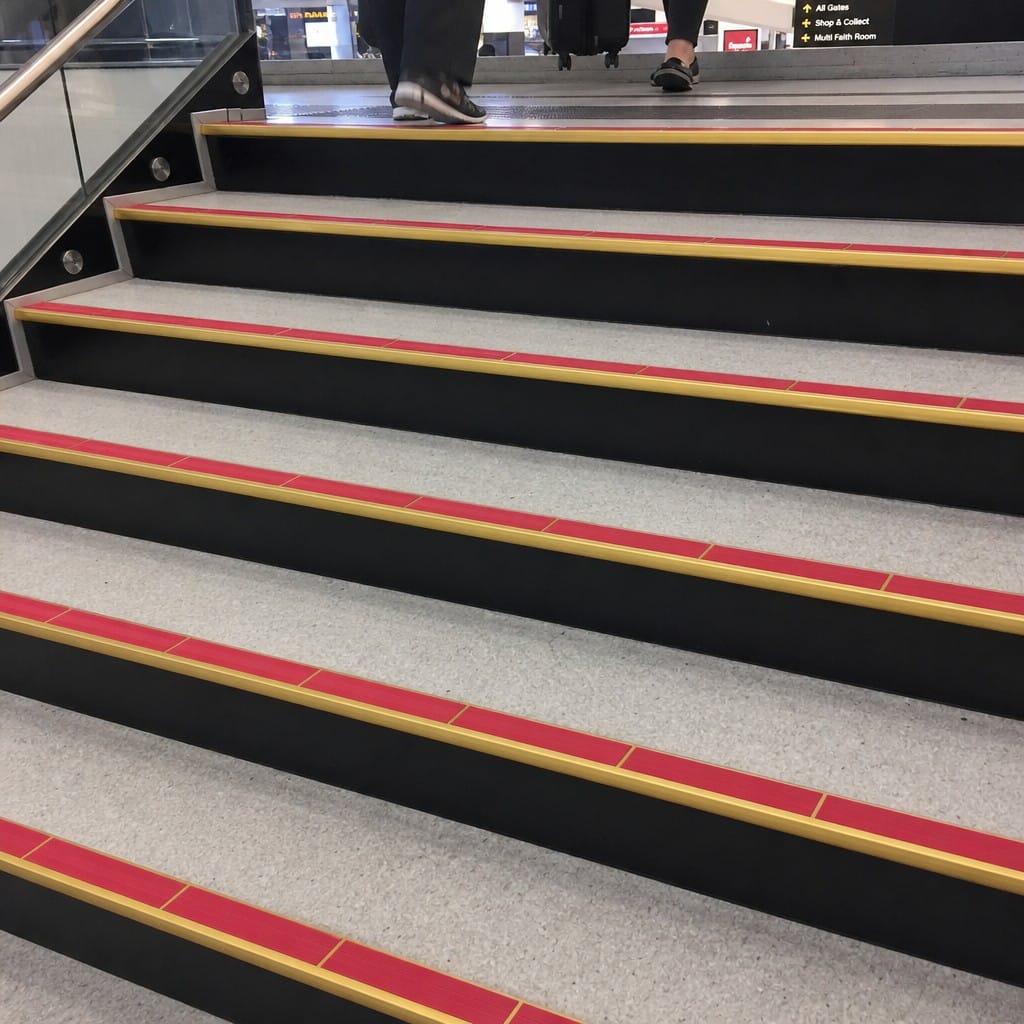 Customer photo review of Rake Back Double Channel Stair Nosing 3.22m 93mm Tread Vinyl Lino
