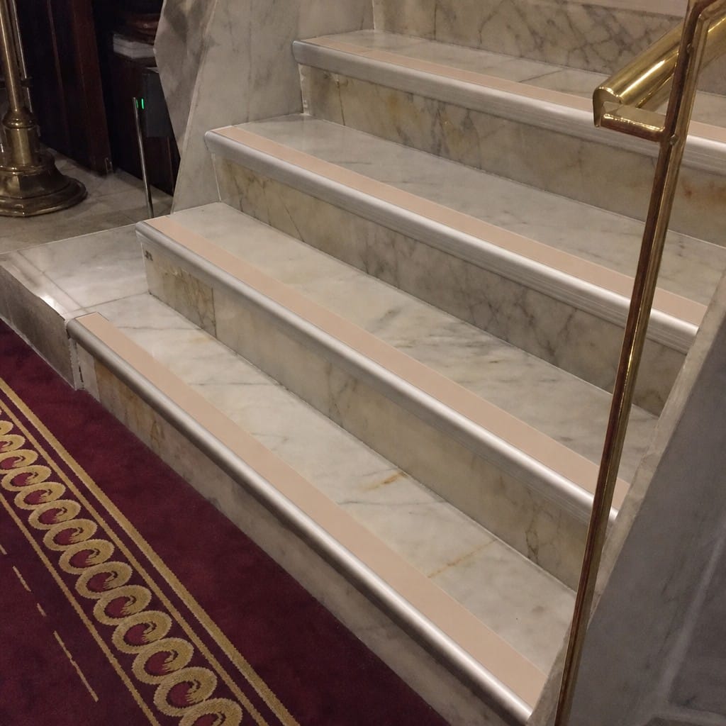 Customer photo review of Aluminium Stair Nosing 3.22m Rake Back Single Channel