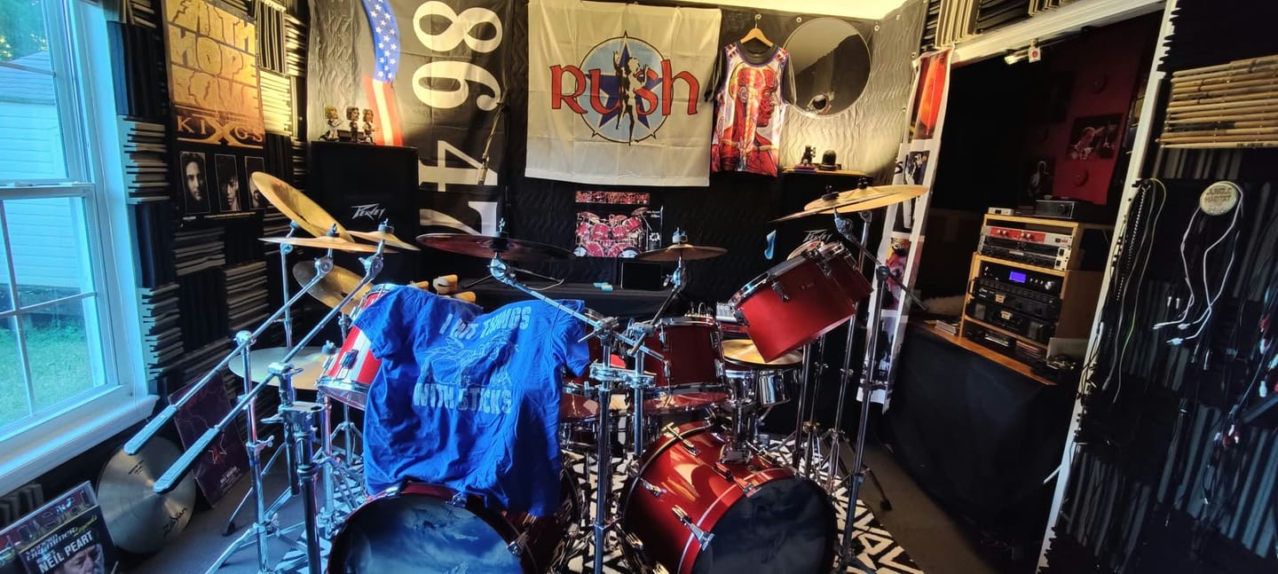 Customer photo review of I Hit Things Drum T-Shirt