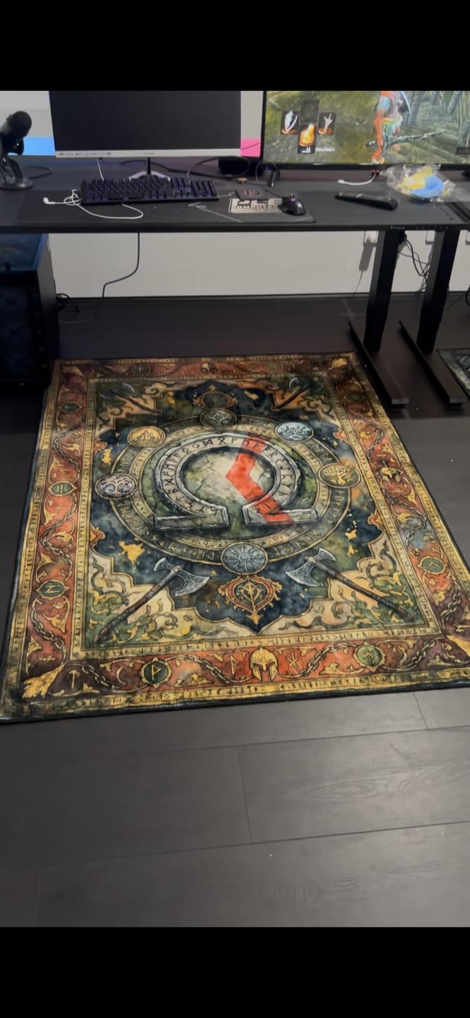 Customer photo review of Omega Symbol Nordic Rug - God of War Chair Mat