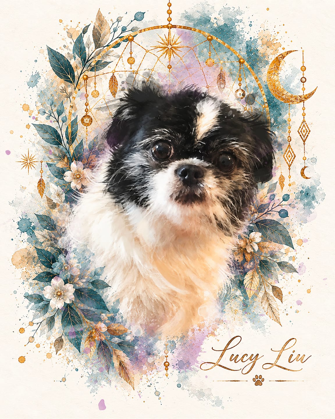 Customer photo review of Watercolor Pet Portrait-The Dreamcatcher