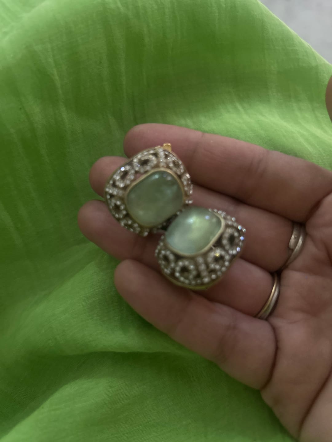 Customer photo review of The Carmen Gemstone Earrings