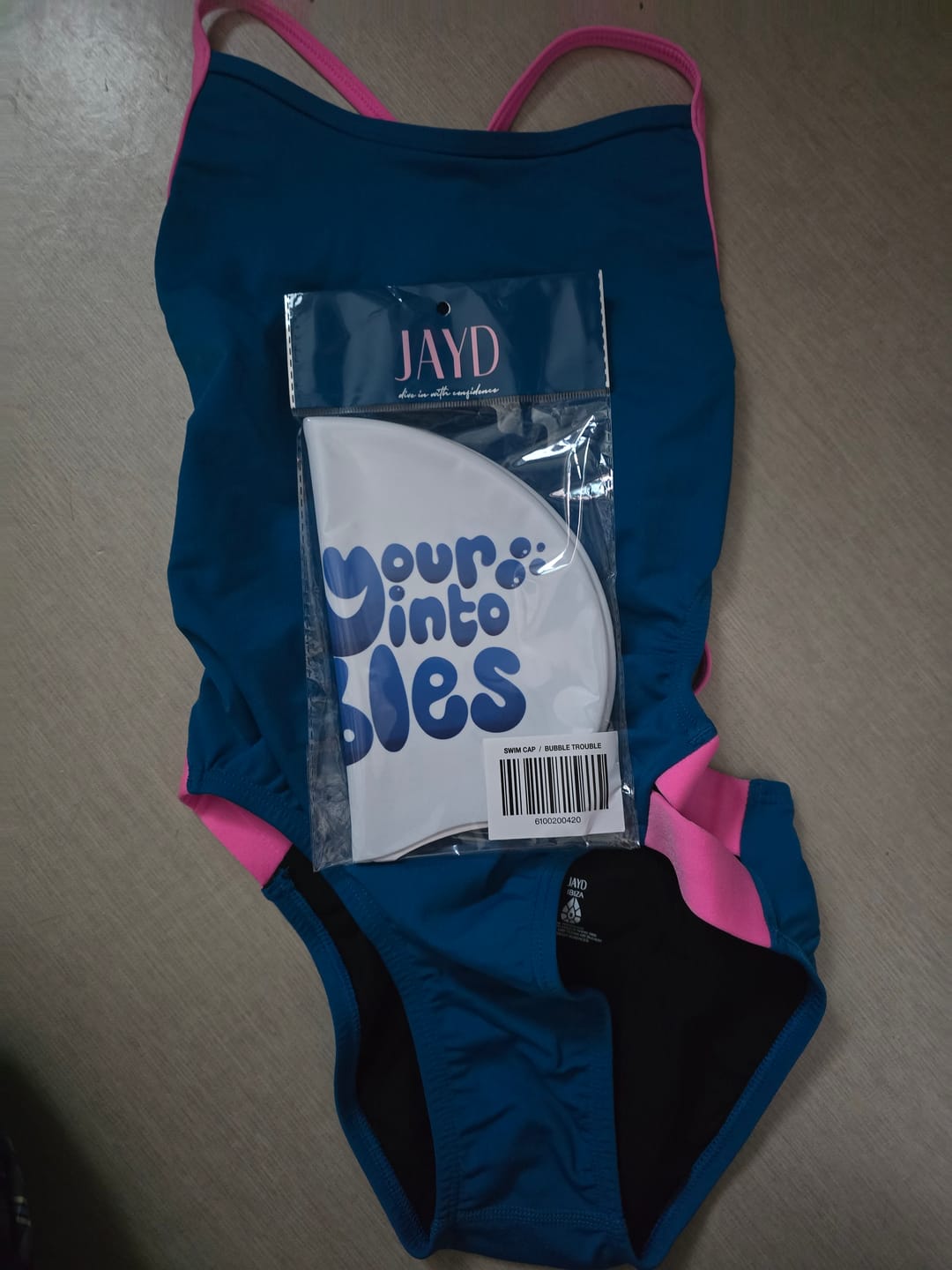 Customer photo review of JAYD Swim Cap - Bubble Trouble