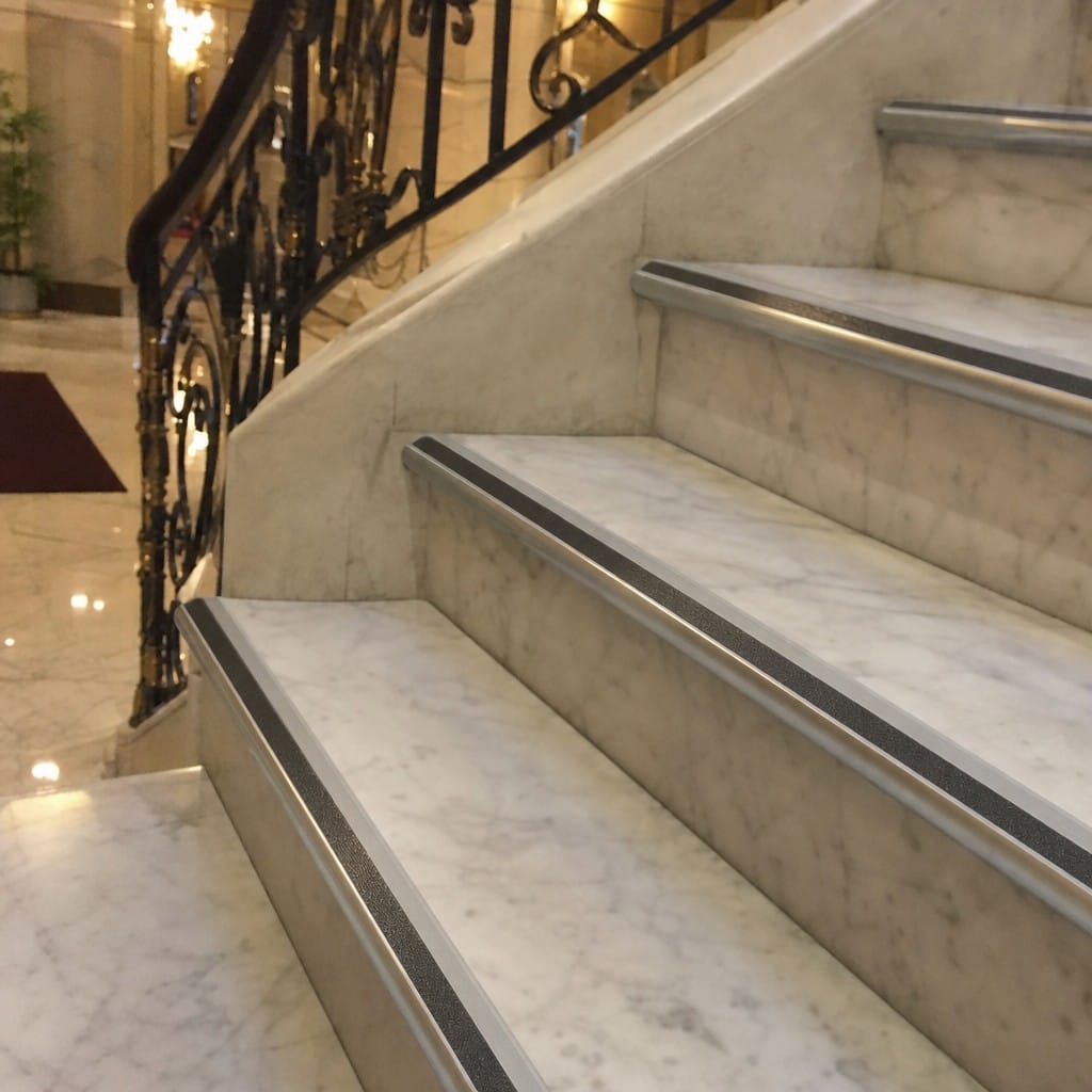Customer photo review of Aluminium Stair Nosing 55mm Bullnose PVC Insert Indoor