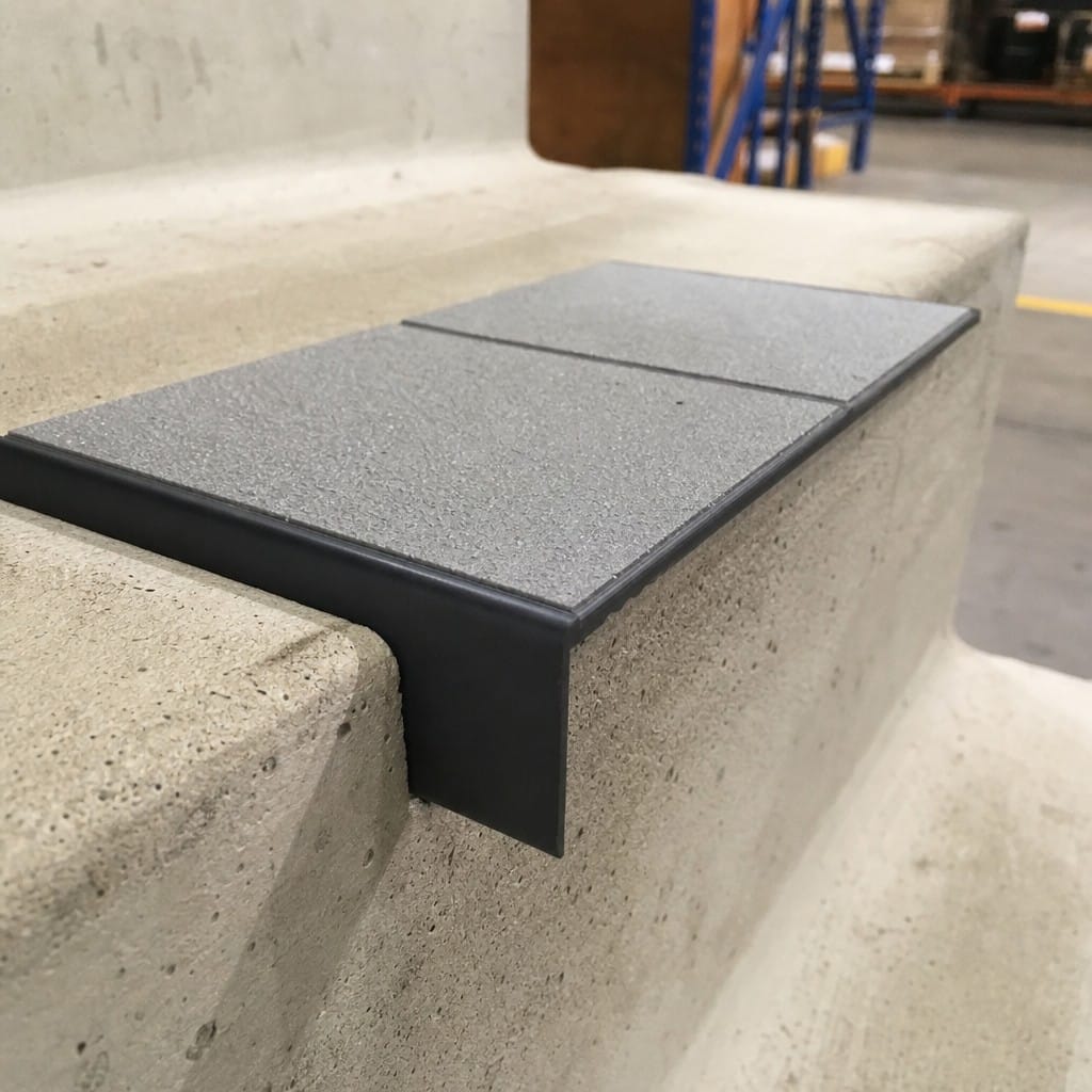 Customer photo review of Double Channel Aluminium Stair Nosing 93mm MorGrip Vinyl