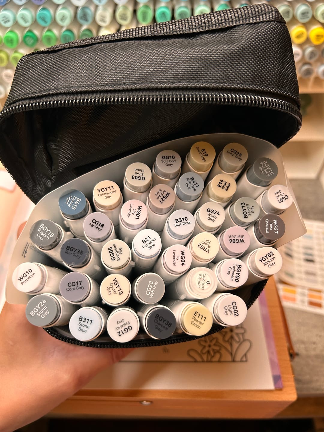 Customer photo review of Ohuhu Honolulu 36 Gray Tone Colors Dual Tips Alcohol Art Markers (New Color Codes)