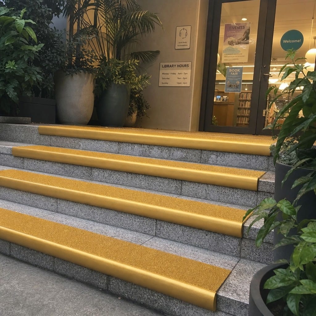 Customer photo review of MorGrip Bullnose Stair Nosing 70mm Tread Various Lengths