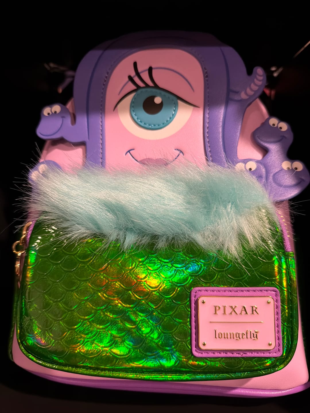 Customer photo review of Loungefly Pixar's Monsters Inc. Celia Cosplay Mini Backpack