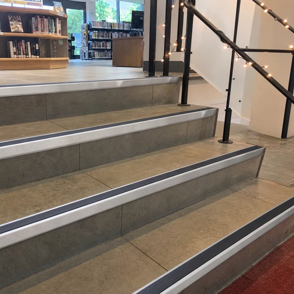 Customer photo review of Square Aluminium Stair Nosing 2.44m | 46mm Tread | 25mm Riser | Single Channel | PVC Insert
