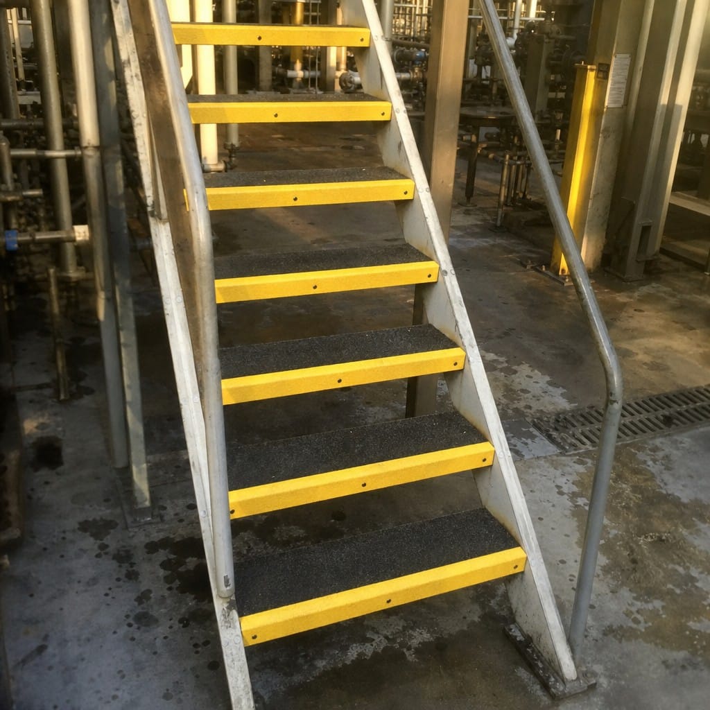 Customer photo review of Aluminium Reinforced GRP Stair Treads Chemical Resistant