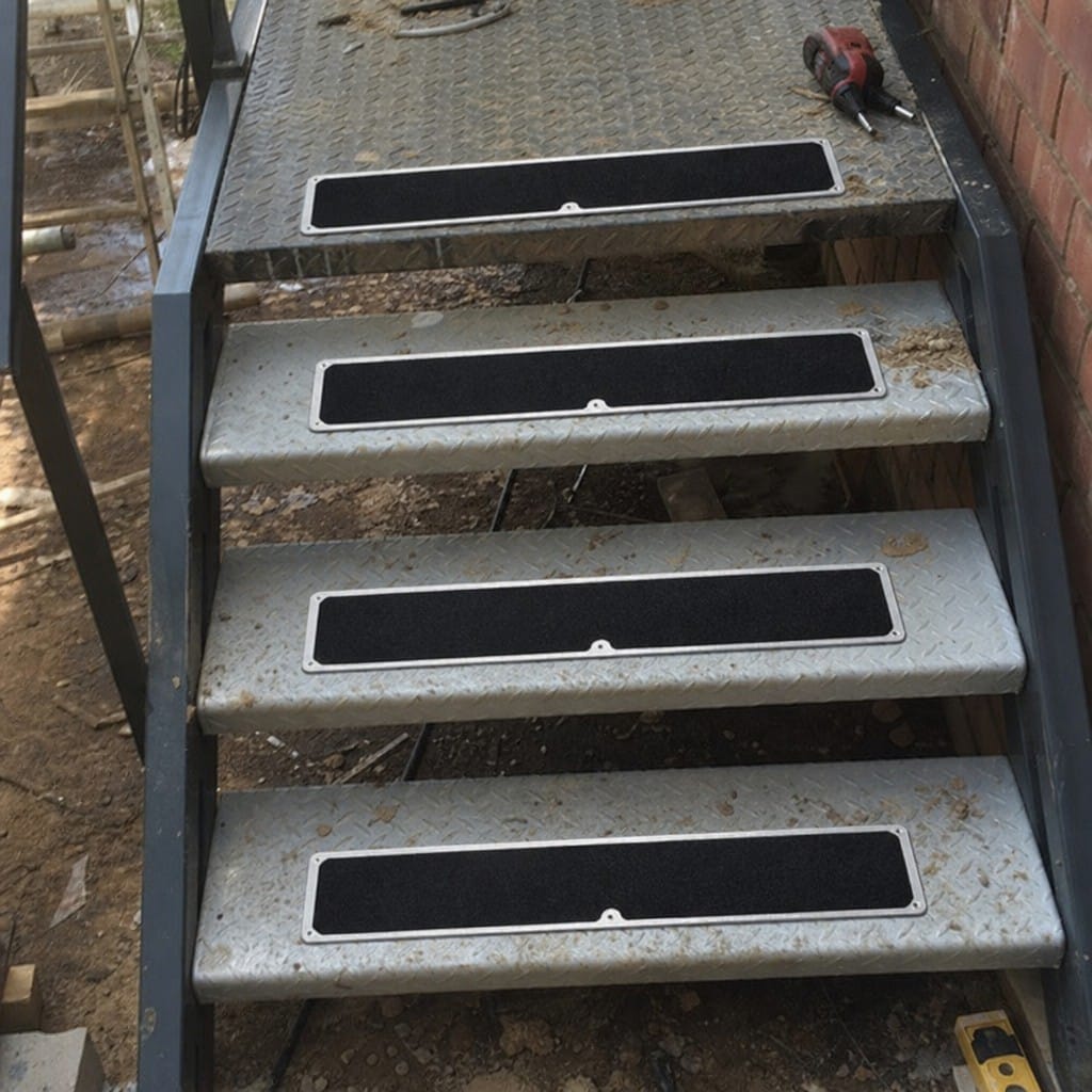 Customer photo review of Aluminium Screw Down Stair Plates Non Slip Resin Bonded