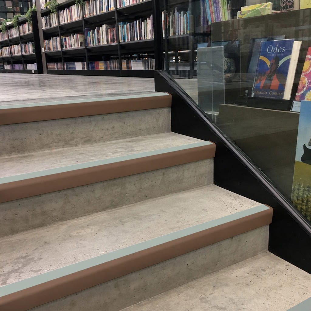 Customer photo review of Single Channel Stair Nosing 2.75m | Rake Back | Aluminium with PVC Insert