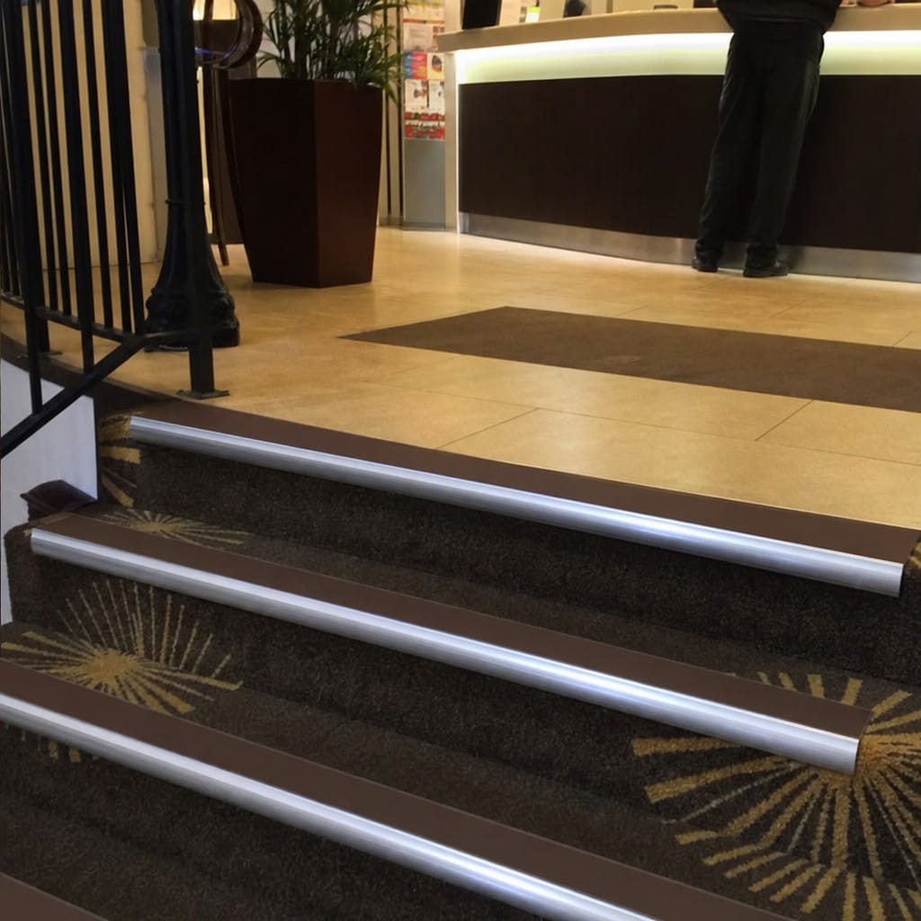 Customer photo review of Bullnose Stair Nosing 3.22m Aluminium 55mm Tread Single Channel