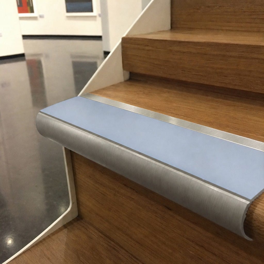 Customer photo review of Single Channel Bullnose Stair Nosing 70mm Tread 2.75m