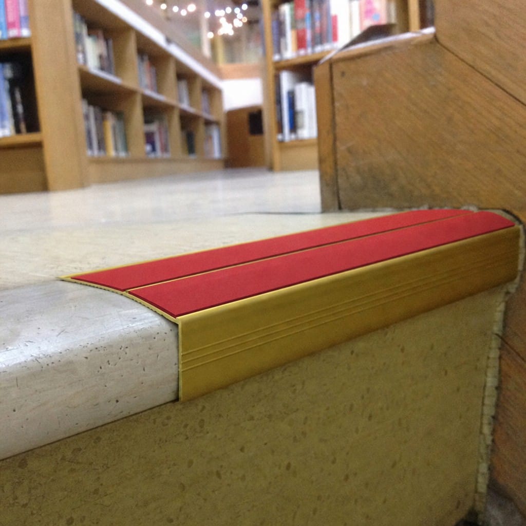 Customer photo review of Rake Back Double Channel Stair Nosing 3.22m 93mm Tread Vinyl Lino