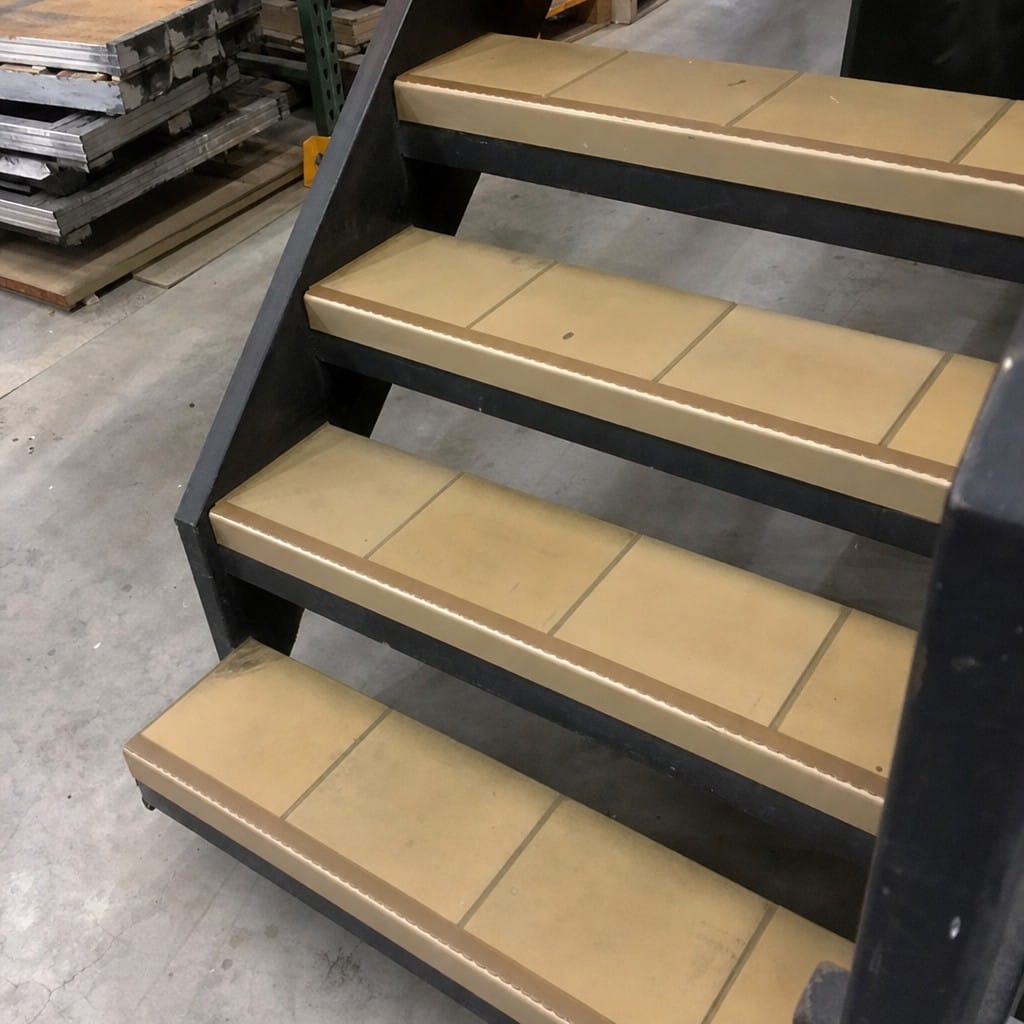 Customer photo review of Rake Back Double Channel Stair Nosing 2.44m 93mm Vinyl