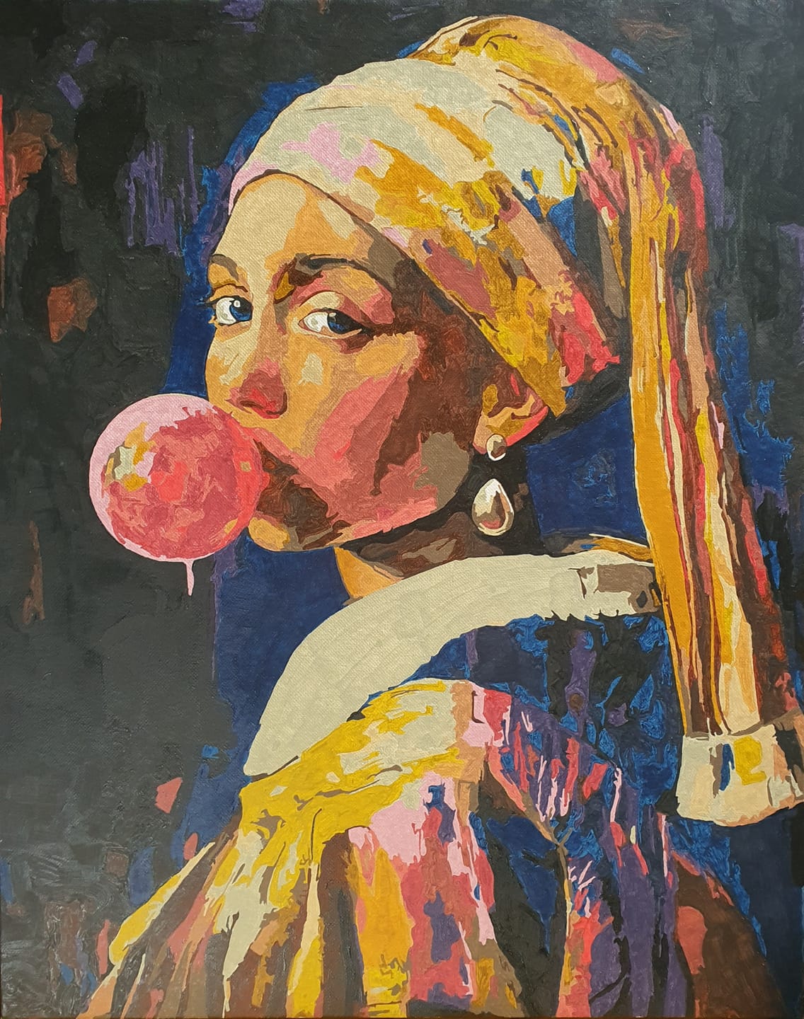 Customer photo review of Girl with a pearl earring Bubblegum | Paint by Numbers