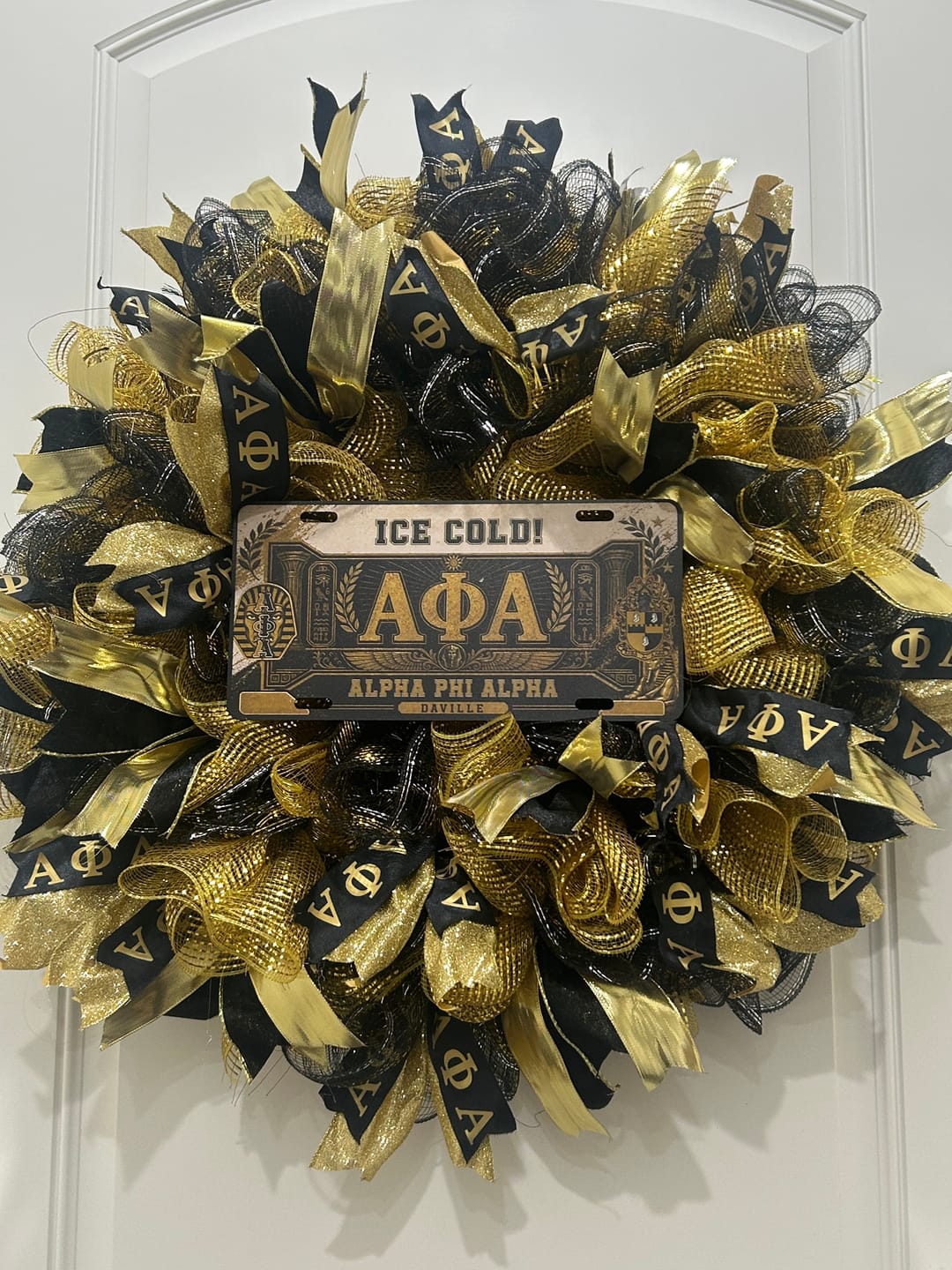 Customer photo review of Personalized Alpha Phi Alpha Vanity Plate Gold Collegiate Legacy Style