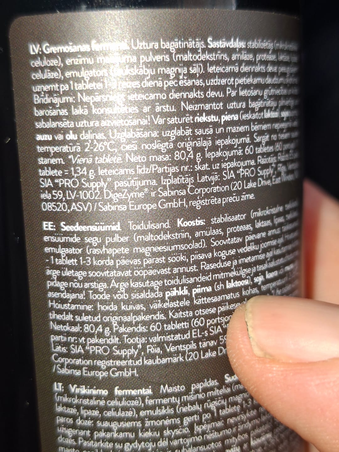 Customer photo review of Gremošanas enzīmi (60 tabletes)