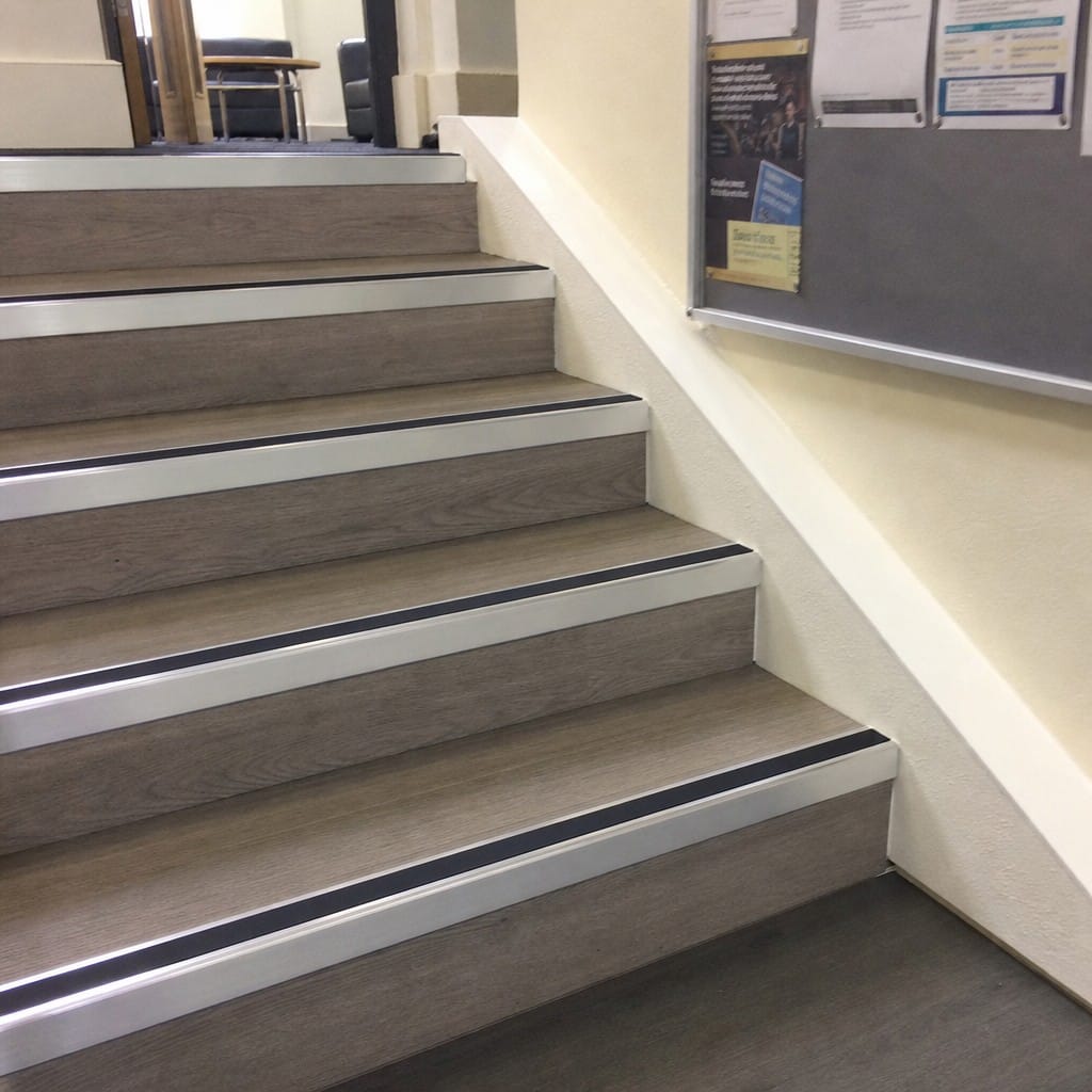 Customer photo review of Square Aluminium Stair Nosing 2.75m 56mm Tread Single