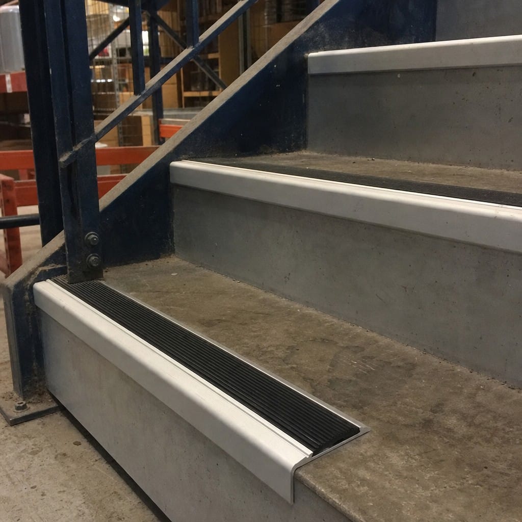 Customer photo review of Commercial Anodised Stair Nosing 46x30mm Anti Slip Rubber Insert