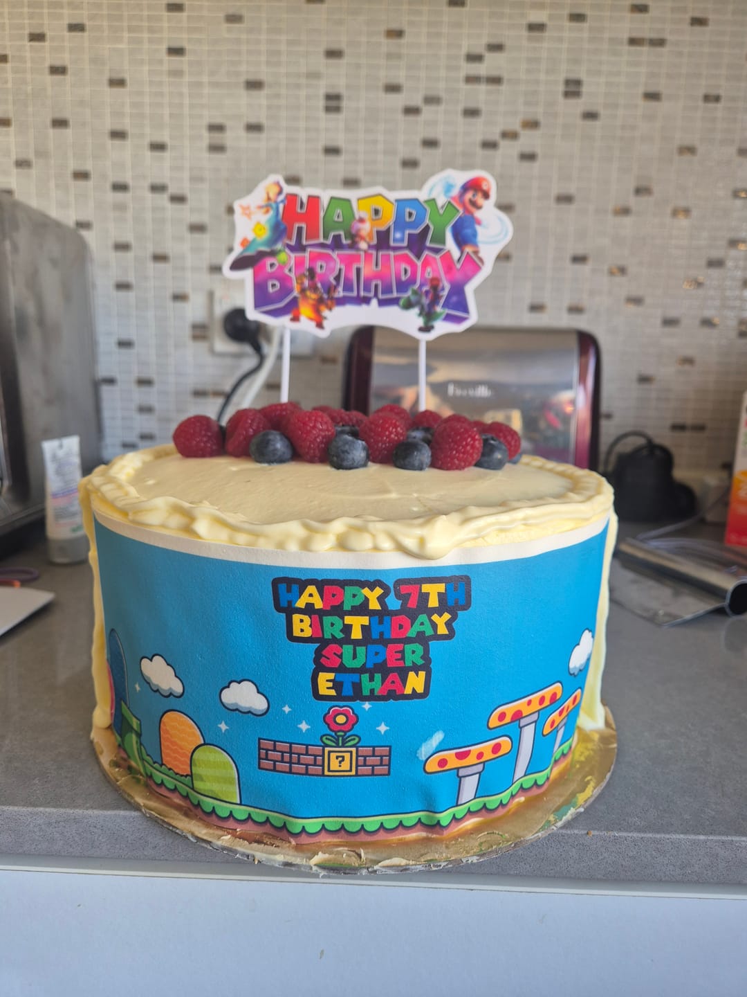 Customer photo review of Personalised Super Mario Brothers Inspired - Edible Icing Cake Wrap