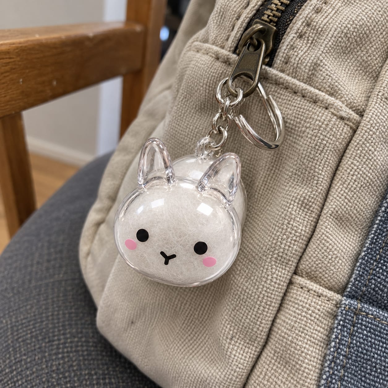 Customer photo review of Keepsake Keychain That Holds Your Bunny's Fur