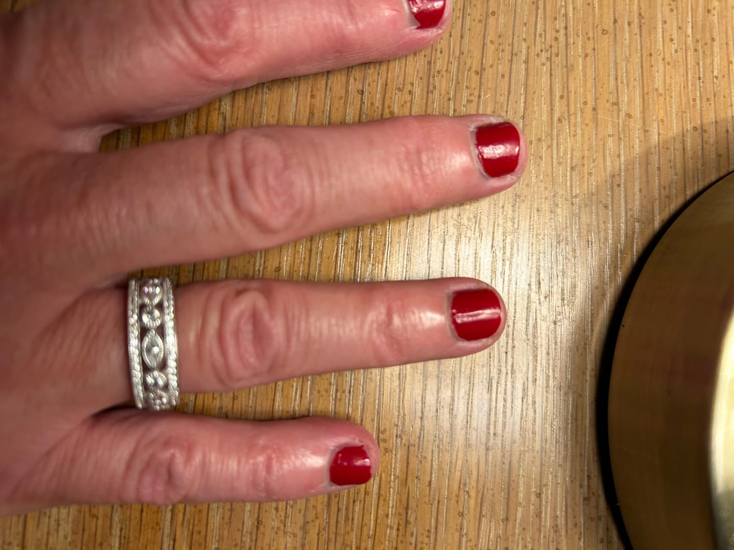 Customer photo review of Art Deco Bezel CZ Eternity Ring in Sterling Silver